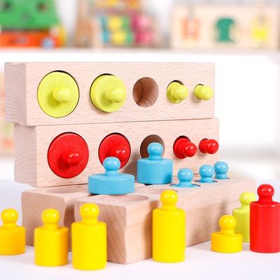 3cm感覚的なシリンダー ソケットのMontessoriのKnobbedシリンダ ブロックの幼稚園