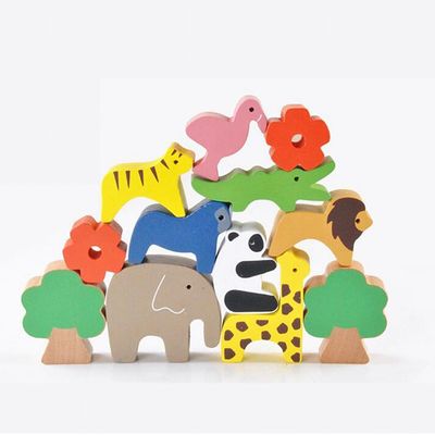 16CMのかわいい教育木のブロックのおもちゃの木のブロック セット