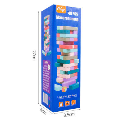 48pcsの着色した木のドミノのブロックを積み重ねた虹の教育おもちゃをバランスをとりなさい
