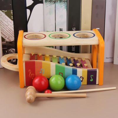 8つのノート15cmの木の音楽的なおもちゃの木の木琴の赤ん坊