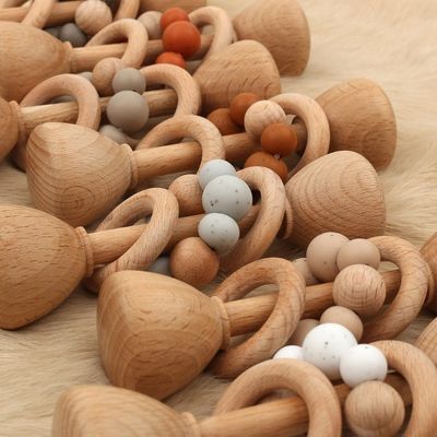 ウサギ5.12inのブナの森のTeetherの自然な木のバニーTeether