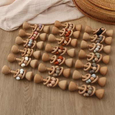 ウサギ5.12inのブナの森のTeetherの自然な木のバニーTeether