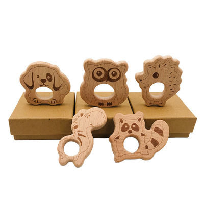 ネックレスの吊り下げ式の木の歯が生えるおもちゃISO9001木動物のTeether