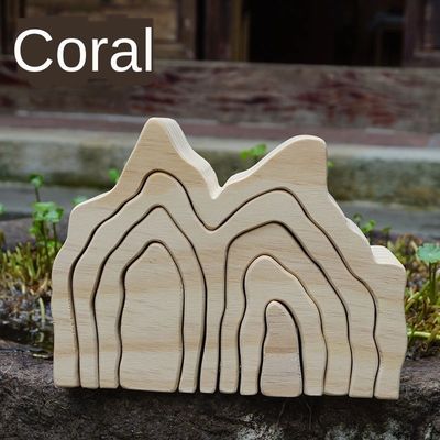 Insの波状の木のブロックの困惑は木の虹のブロック珊瑚のGrimmをもてあそぶ