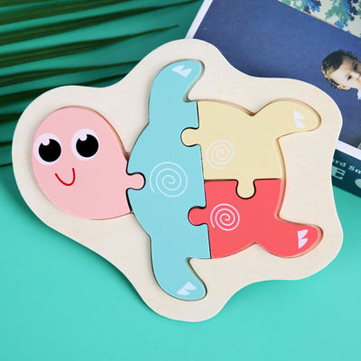 Macaron 3Dの木のブロックの困惑は木動物のブロックをもてあそぶ