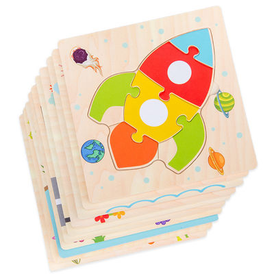 赤ん坊が動物をもてあそぶMontessoriのゲームは3Dが木の漫画の認知の困惑のおもちゃの一致を困惑させる子供を売買する