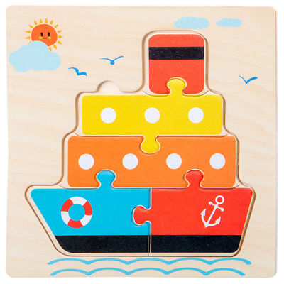 赤ん坊が動物をもてあそぶMontessoriのゲームは3Dが木の漫画の認知の困惑のおもちゃの一致を困惑させる子供を売買する