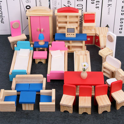 古典的な26CM木の人形の家の家具のDiyのミニチュアおもちゃの家の付属品