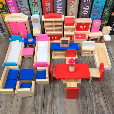 古典的な26CM木の人形の家の家具のDiyのミニチュアおもちゃの家の付属品