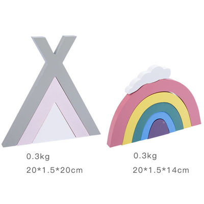 非有毒な22cmの虹のスタッカーの木製のMontessoriの創造的な木製のおもちゃ