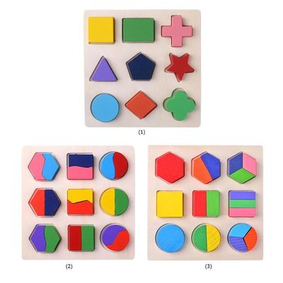Montessoriの木の赤ん坊を分類して幾何学的な木のブロック15cmの幼稚園をもてあそぶ