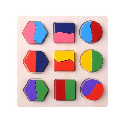 Montessoriの木の赤ん坊を分類して幾何学的な木のブロック15cmの幼稚園をもてあそぶ