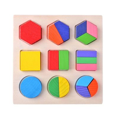 Montessoriの木の赤ん坊を分類して幾何学的な木のブロック15cmの幼稚園をもてあそぶ