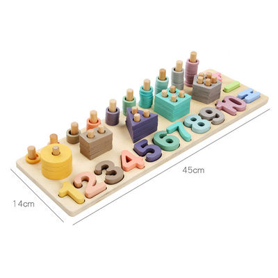 数学のおもちゃのMontessoriの幾何学的な14cm木の数学は就学前の教授を妨げる