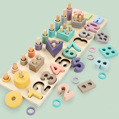 数学のおもちゃのMontessoriの幾何学的な14cm木の数学は就学前の教授を妨げる