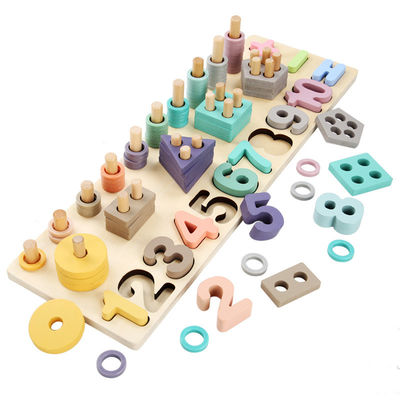 数学のおもちゃのMontessoriの幾何学的な14cm木の数学は就学前の教授を妨げる