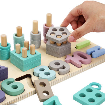 数学のおもちゃのMontessoriの幾何学的な14cm木の数学は就学前の教授を妨げる