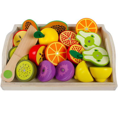 Montessori 9.5cmの木の切断フルーツの磁気野菜おもちゃ