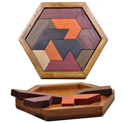 子供のMontessoriの六角形の木のジグソー パズル