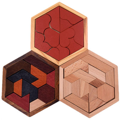 子供のMontessoriの六角形の木のジグソー パズル