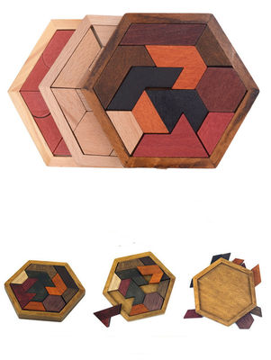 子供のMontessoriの六角形の木のジグソー パズル