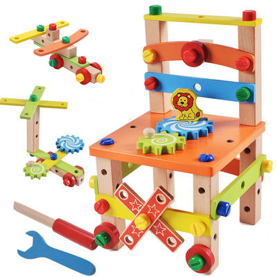 Montessoriの基づく水の木の子供の椅子のおもちゃ塗られる