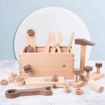 男の子のための木のMontessori多機能修理工具セット