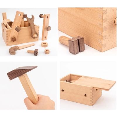 男の子のための木のMontessori多機能修理工具セット