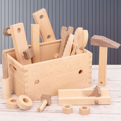 男の子のための木のMontessori多機能修理工具セット