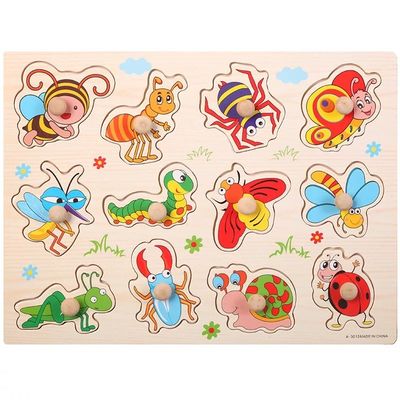 幼児教育のための手の把握3D Montessoriの木のジグソー パズル