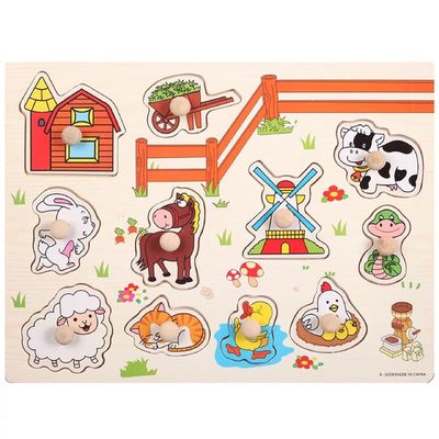 幼児教育のための手の把握3D Montessoriの木のジグソー パズル