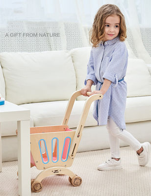 子供の二重デッキの木のおもちゃのショッピング トロリー