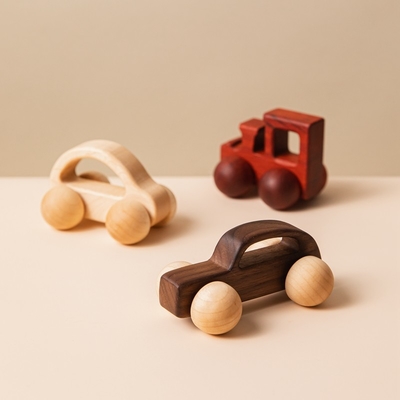 9/Style赤ん坊のおもちゃのかえで車マホガニーの古典的な車の黒いクルミのギフトのおもちゃのブナの森車教育Montessをブロック