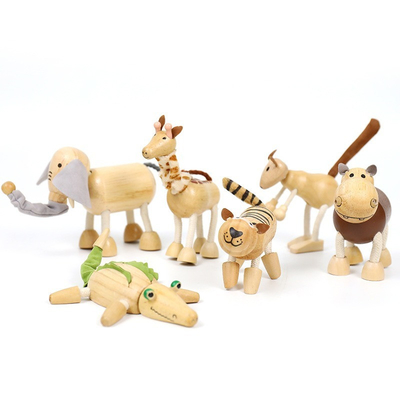 木のシミュレーションの小さい動物のブロックの森林家畜の人形の幼児期のブロック