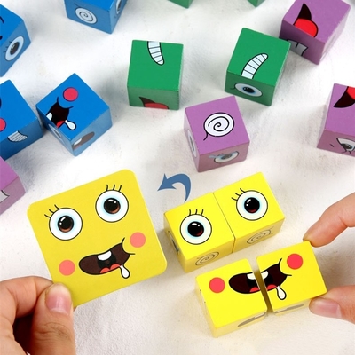 新しいMontessoriの表現の困惑の表面変更の立方体のおもちゃの子供のための早い学習の教育マッチのおもちゃをブロック