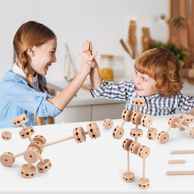 3D構造物の城砦の木のブロックは子供のための創造的なDIYをもてあそぶ