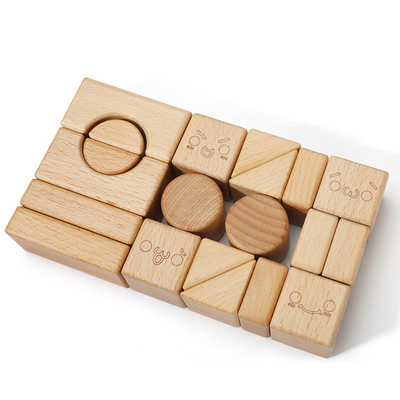 20pcsブナのBurlywoodの教育を学んでいる木のブロックのおもちゃ自然なMontessori