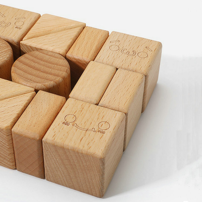 20pcsブナのBurlywoodの教育を学んでいる木のブロックのおもちゃ自然なMontessori