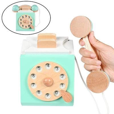 子供のためのレトロのシミュレーションの電話Playsetの木の教育おもちゃ