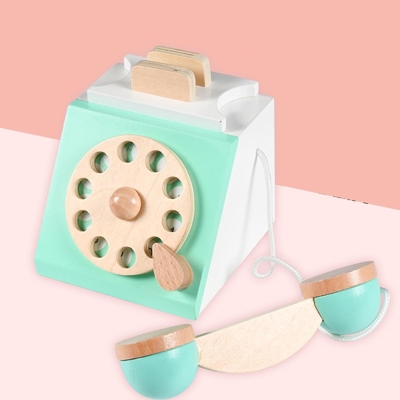 子供のためのレトロのシミュレーションの電話Playsetの木の教育おもちゃ