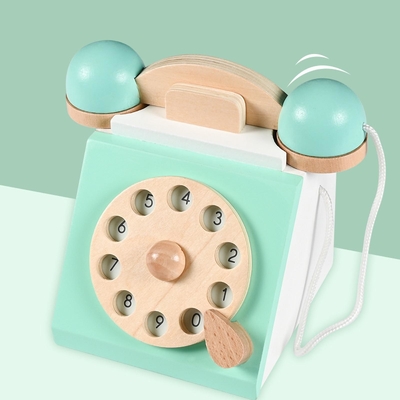 子供のためのレトロのシミュレーションの電話Playsetの木の教育おもちゃ