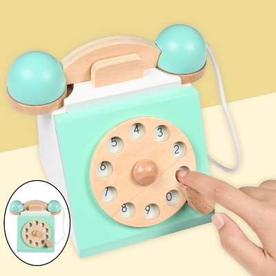 子供のためのレトロのシミュレーションの電話Playsetの木の教育おもちゃ
