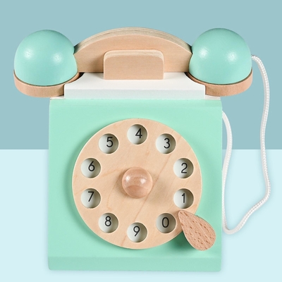 子供のためのレトロのシミュレーションの電話Playsetの木の教育おもちゃ