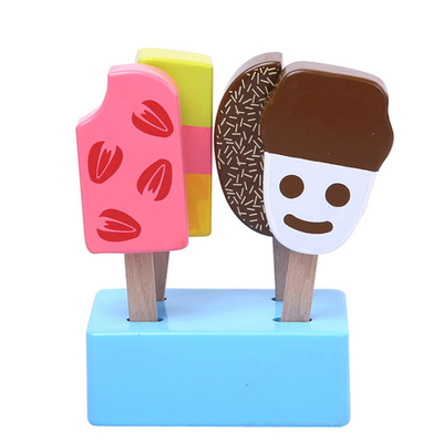 就学前の女の子の男の子のおもちゃのための印刷された1pc木のアイス クリームのおもちゃ