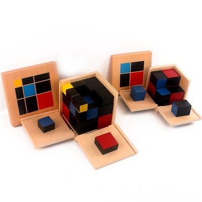 Montessoriの算術代数二項立方体の三名法の立方体の木のおもちゃ