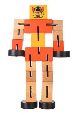 子供のおもちゃの困惑は木のロボット ブロック手の演劇モデルを変形させた