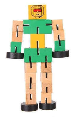 子供のおもちゃの困惑は木のロボット ブロック手の演劇モデルを変形させた