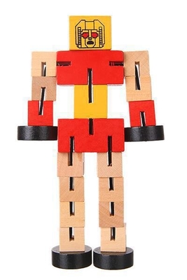 子供のおもちゃの困惑は木のロボット ブロック手の演劇モデルを変形させた