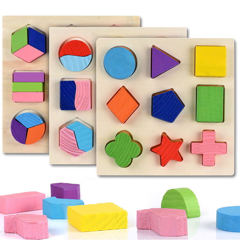 Montessoriの木の赤ん坊を分類して幾何学的な木のブロック15cmの幼稚園をもてあそぶ