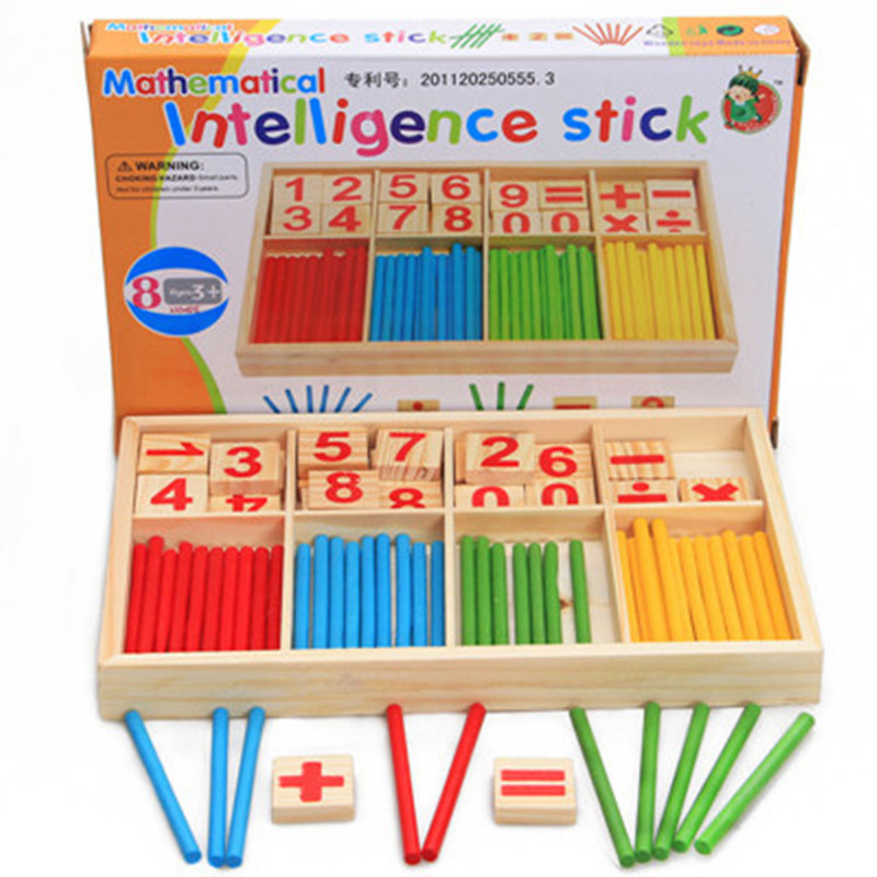 図は知性のブロックのMontessoriの数学木箱を造る棒の教育の木のおもちゃのカウントを妨げる